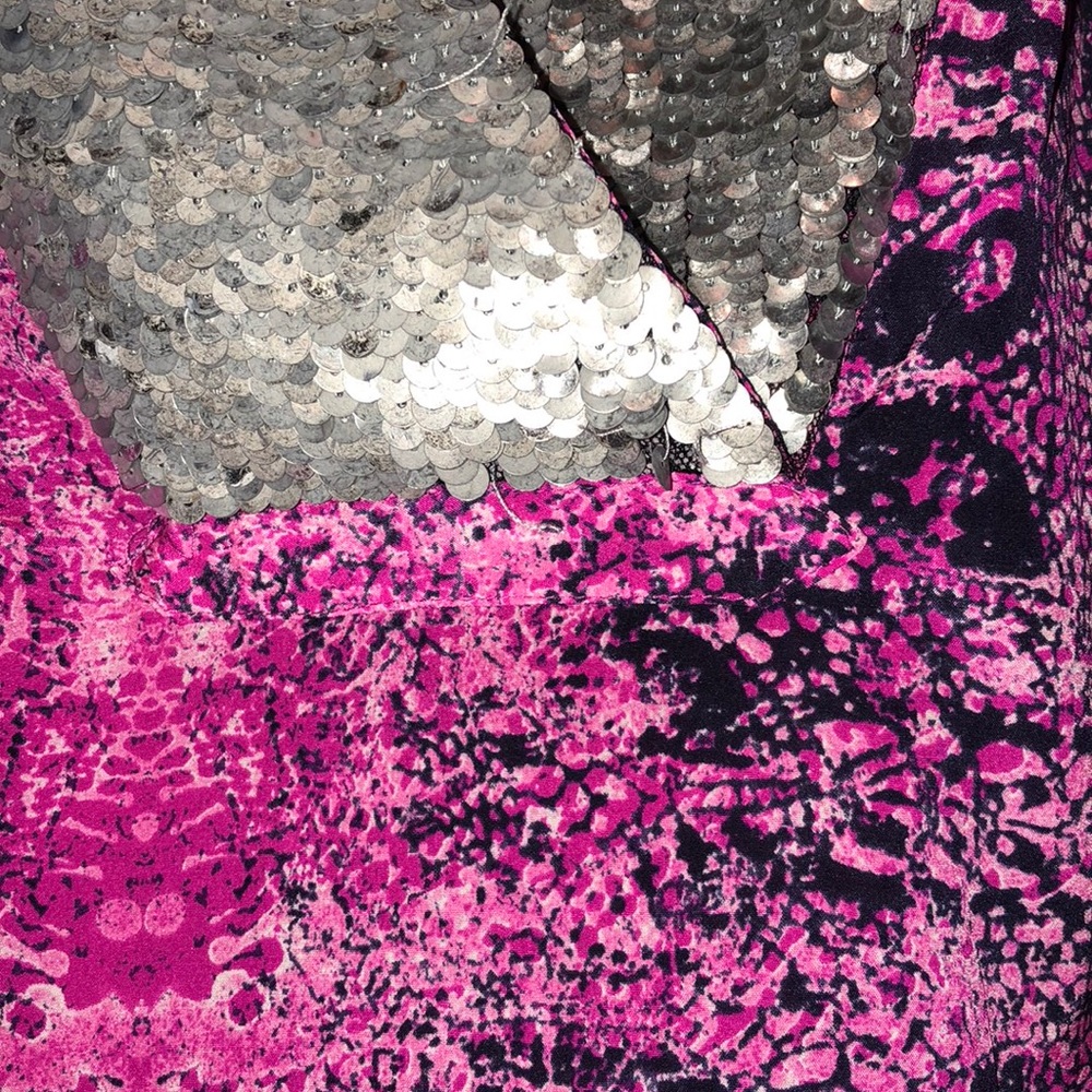 Gryphon high low sequin print belted silk dress - Picture 4 of 8